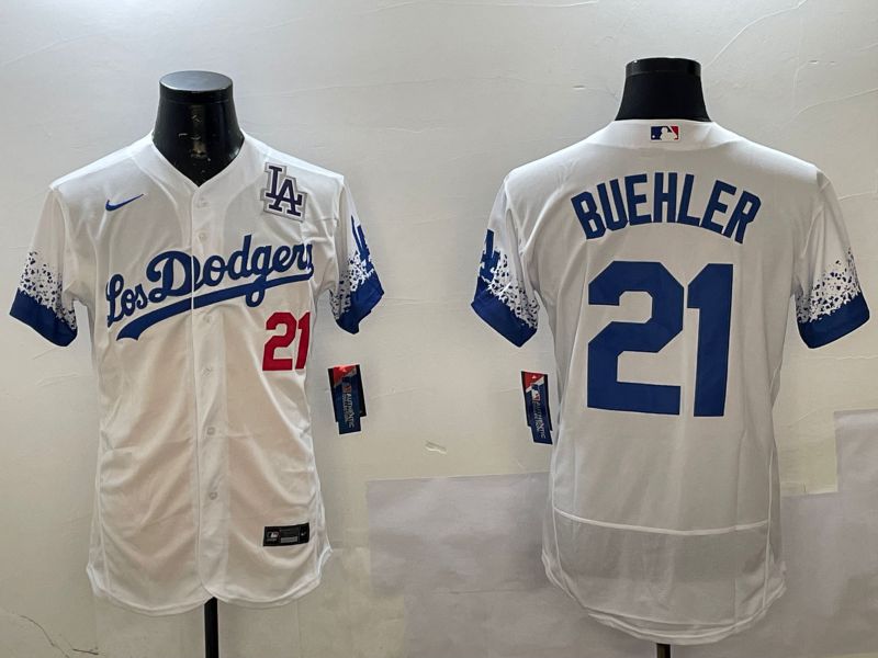 Men Los Angeles Dodgers #21 Buehler White City Edition Elite Nike 2025 MLB Jersey style 1->los angeles dodgers->MLB Jersey